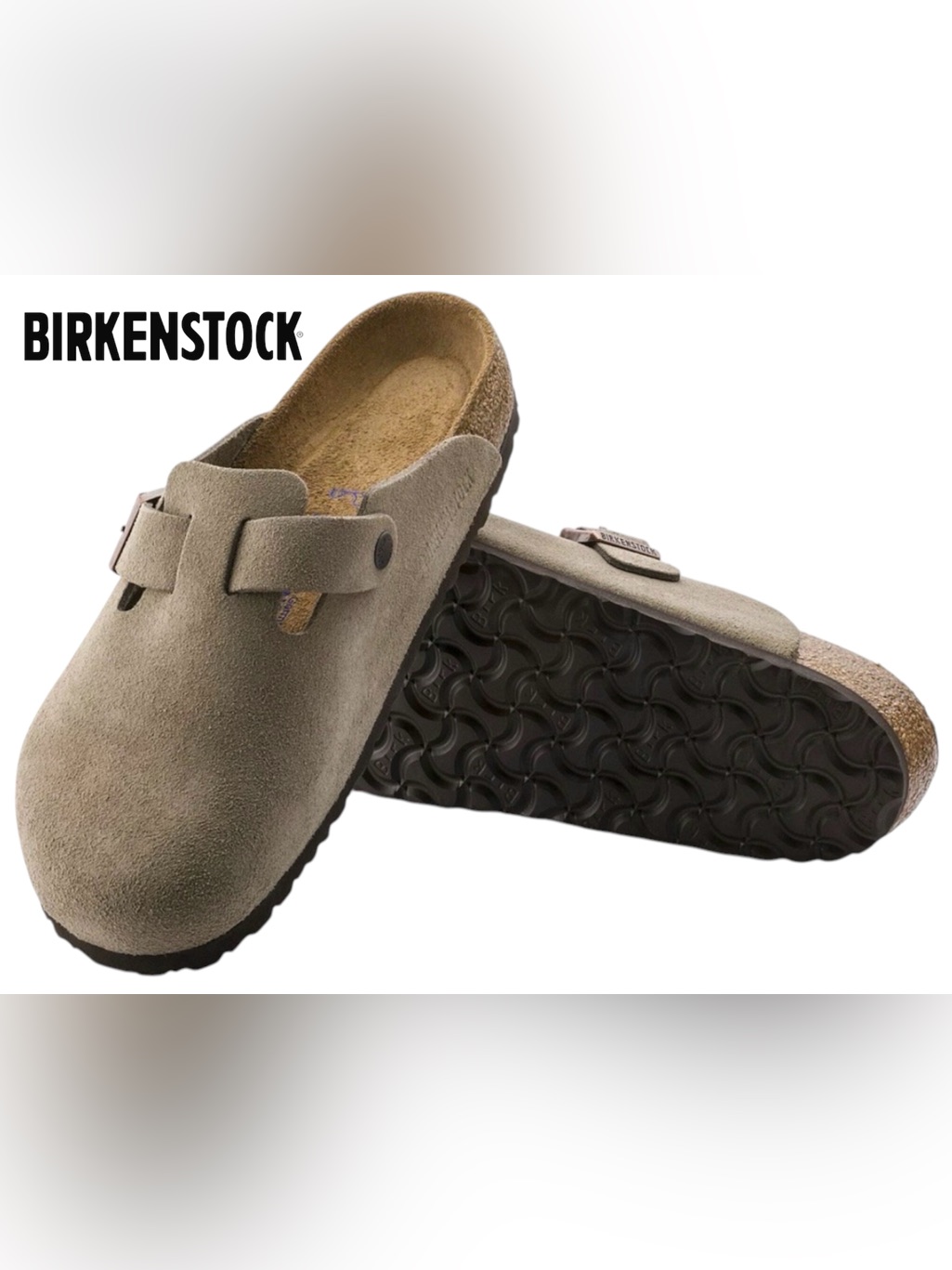 Birkenstock Suede Clog In Taupe Brown